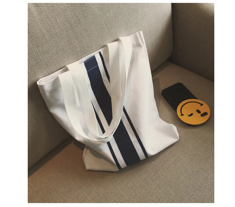 Summer Canvas Shoulder Bag Handbag Art Striped Bag