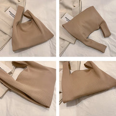 Summer Striped Tote Bag Soft PU Leather Underarm Handbag