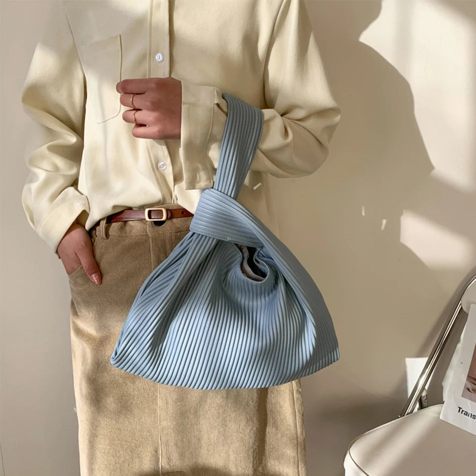 Summer Striped Tote Bag Soft PU Leather Underarm Handbag