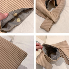 Summer Striped Tote Bag Soft PU Leather Underarm Handbag