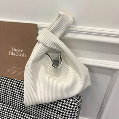 Summer Striped Tote Bag Soft PU Leather Underarm Handbag