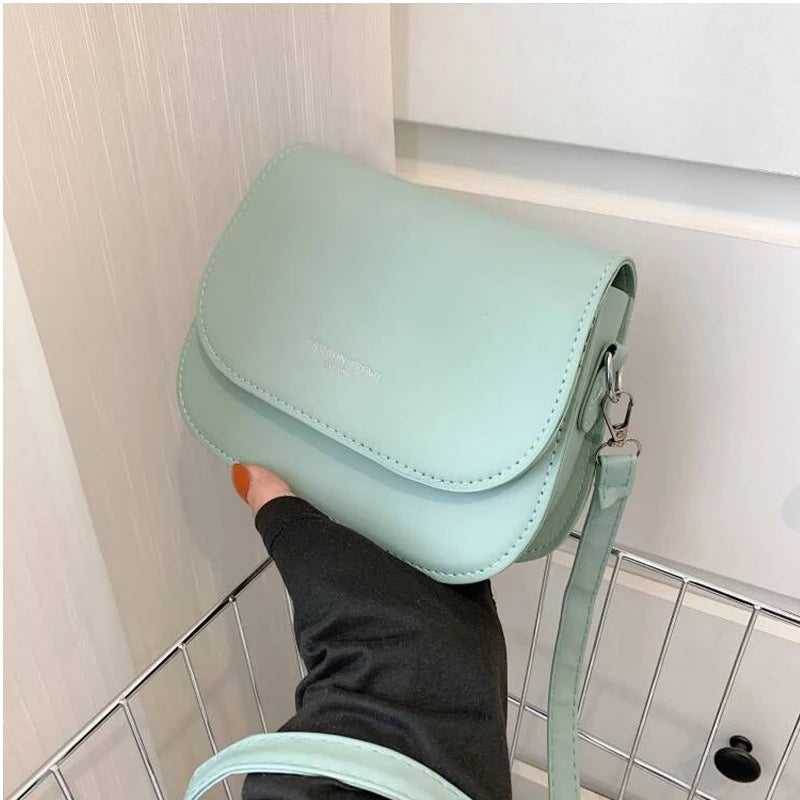 Summer Flap Saddle Bag Women PU Leather Shoulder Messenger Bag