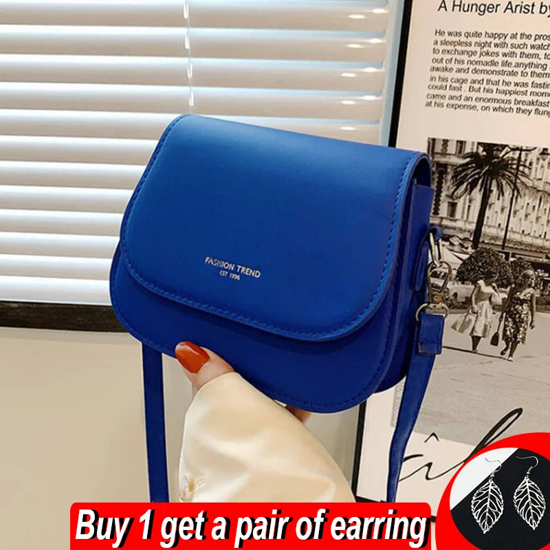 Summer Flap Saddle Bag Women PU Leather Shoulder Messenger Bag