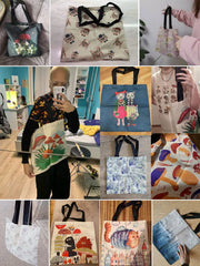Summer Flower Letter Handbag Shoulder Bag Large Capacity Shopping Bag