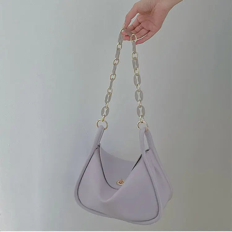 Summer Soft PU Leather Shoulder Bag Women Chains Cross Body Bucket Bag
