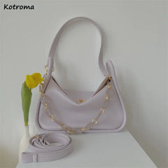 Summer Soft PU Leather Shoulder Bag Women Chains Cross Body Bucket Bag