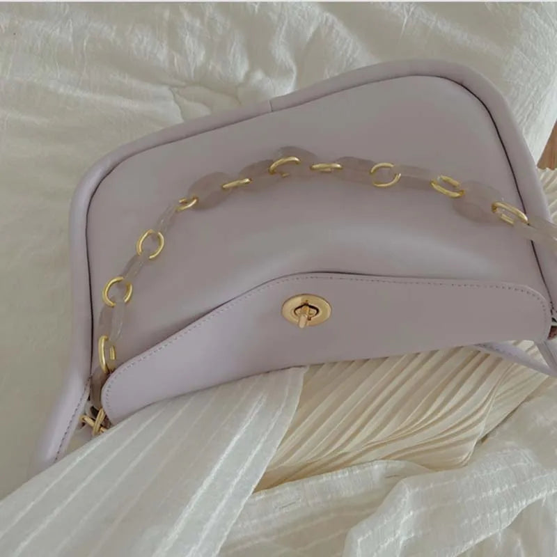 Summer Soft PU Leather Shoulder Bag Women Chains Cross Body Bucket Bag