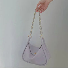 Summer Soft PU Leather Shoulder Bag Women Chains Cross Body Bucket Bag