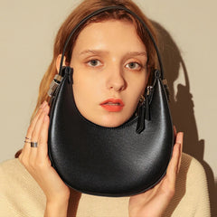 Summer Half-moon Underarm Bag for Women PU Leather Shoulder Bag