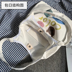Summer Canvas Bag Lightweight Girl Shoulder Bag School Style