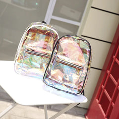 Summer Laser Backpack Girl Transparent Jelly Bag Ins Laser Bag