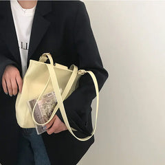 Summer PU Leather Shoulder Bags Women Students School Totes Bag