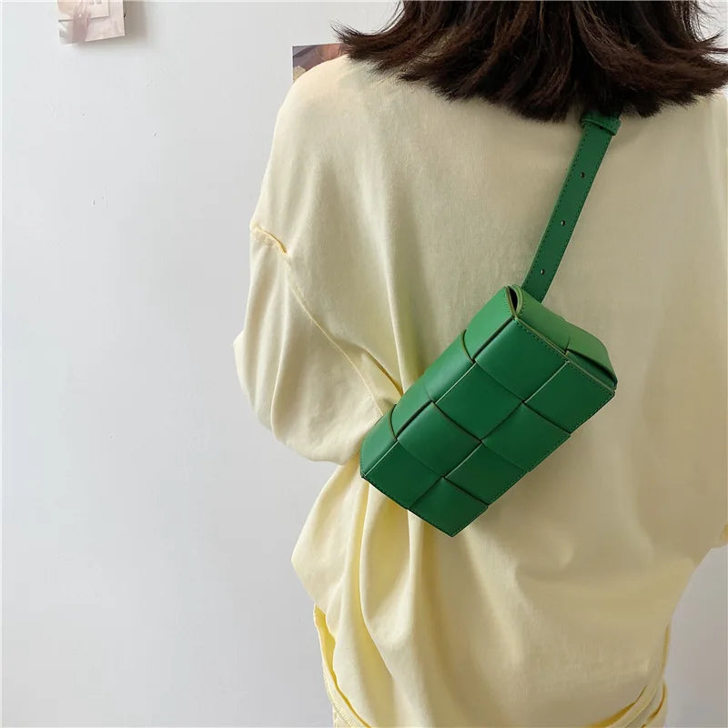 Summer Pu Woven Waist Bag Style Shoulder Bag Chest Bag for Women