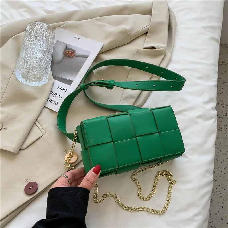 Summer Pu Woven Waist Bag Style Shoulder Bag Chest Bag for Women