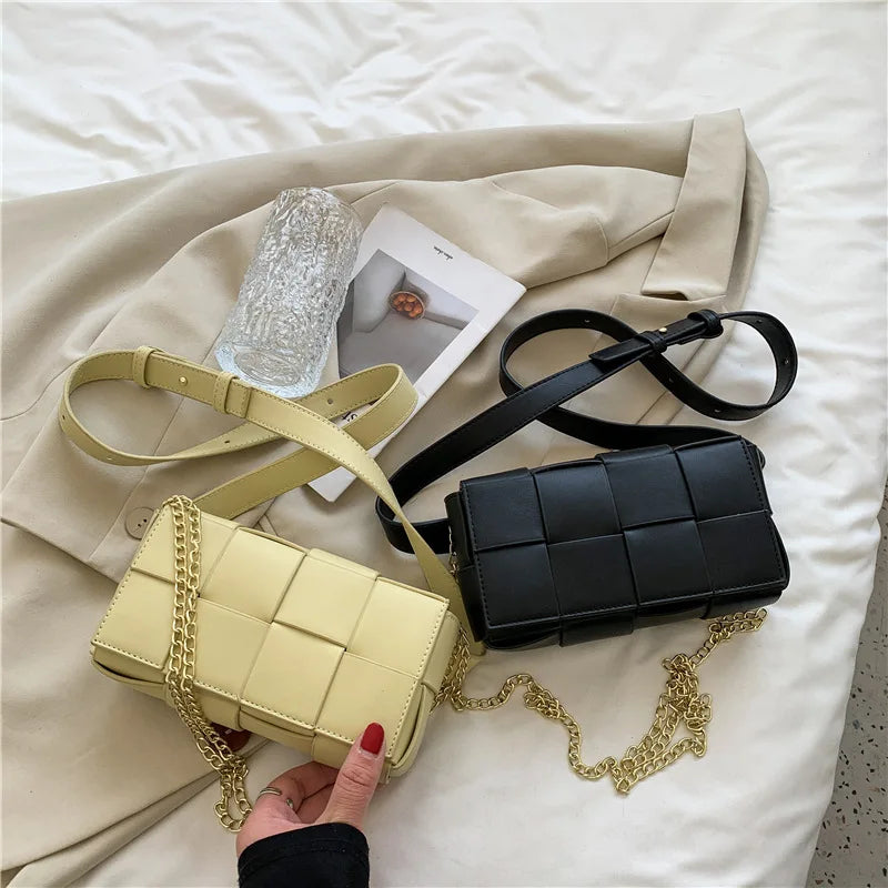 Summer Pu Woven Waist Bag Style Shoulder Bag Chest Bag for Women