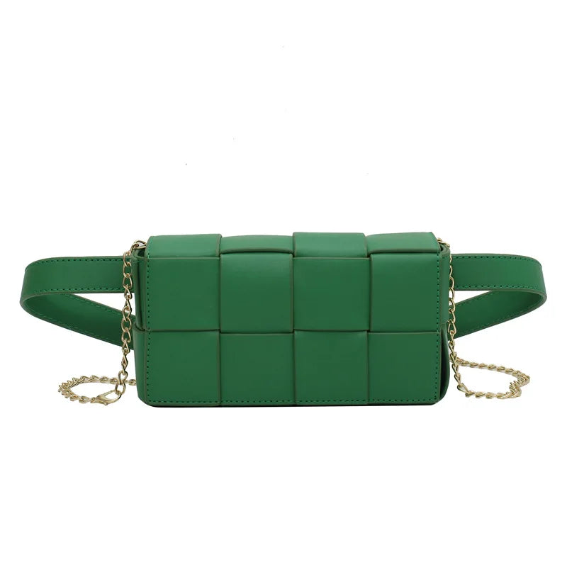 Summer Pu Woven Waist Bag Style Shoulder Bag Chest Bag for Women