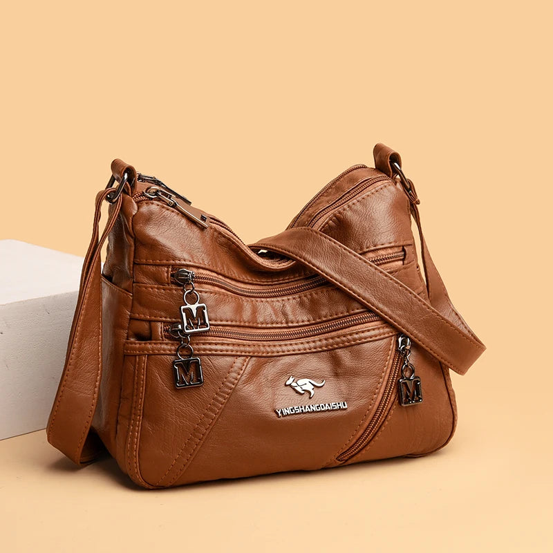 Summer Soft Leather Ladies Bag Hot-Selling Shoulder Bag Stitching Messenger Sac