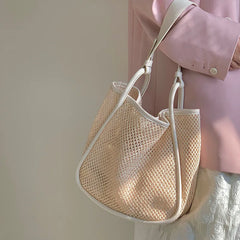 Large Straw Shoulder Bag Women Woven Handbag Beach Tote Holiday Shopping