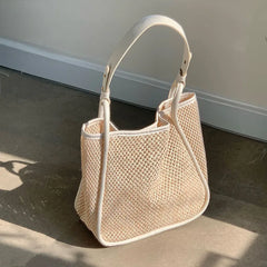 Large Straw Shoulder Bag Women Woven Handbag Beach Tote Holiday Shopping