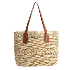 Straw Women's Shoulder Tote Bag Seaside Beach Vacation Handbag