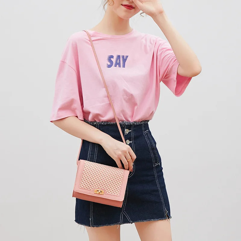 Summer Women's Messenger Bag Mesh Bag One-shoulder Mobile Phone Bag