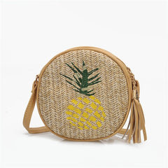 Summer Women's Straw Shoulder Bag Embroidered Crossbody Bag