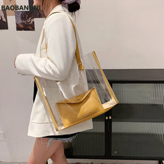 Summer Clear PVC Shoulder Bag Women Beach Shopping Bag