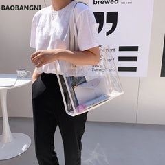 Summer Clear PVC Shoulder Bag Women Beach Shopping Bag