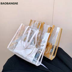 Summer Clear PVC Shoulder Bag Women Beach Shopping Bag