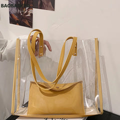 Summer Clear PVC Shoulder Bag Women Beach Shopping Bag