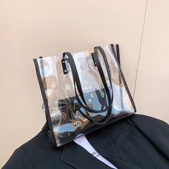 Summer Clear PVC Shoulder Bag Women Beach Shopping Bag