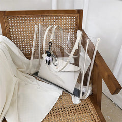 Summer Transparent PVC Beach Bag Waterproof Shoulder Totes Woman Handbags
