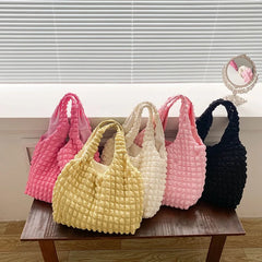 Summer Pleated Cloud Bag Casual Handbag Large Capacity Beach Tote Purse