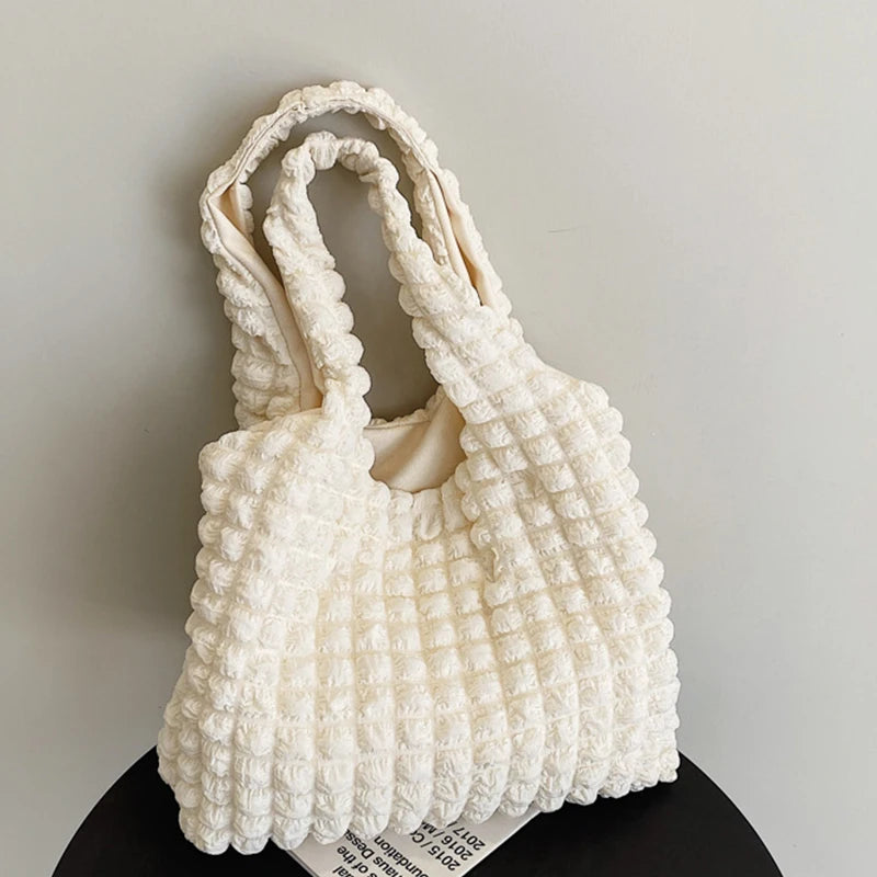 Summer Pleated Cloud Bag Casual Handbag Large Capacity Beach Tote Purse