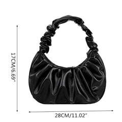 Vintage Summer Pleated Handbags Women Underarm Bag PU Leather