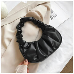 Summer Pleated Handlebags for Women PU Cloud French Bags Leisure Armpit Bag