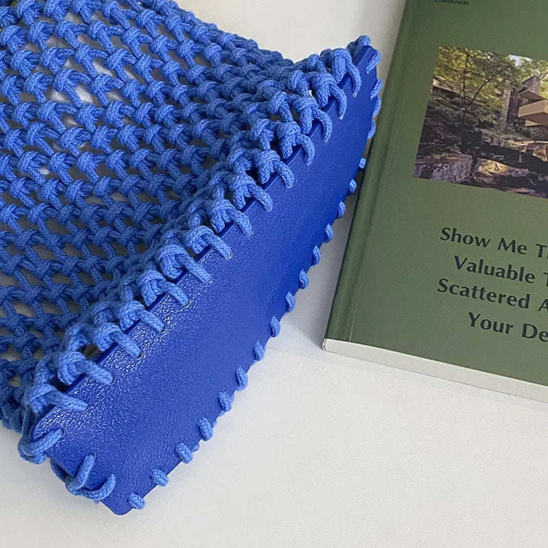 Summer Beach Bag For Women Mesh Rope Weaving Straw Net Ladies Shoulder Bags