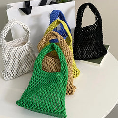 Summer Beach Bag For Women Mesh Rope Weaving Straw Net Ladies Shoulder Bags