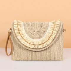 Summer Rattan Bag Women's Messenger Straw Beach Tote Purse Clutch Shoulder Bags