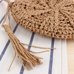 Summer Rattan Woven Round Women Straw Bag Handbag Knit Beach Bag