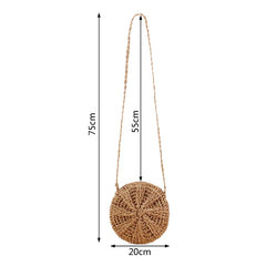 Summer Rattan Woven Round Women Straw Bag Handbag Knit Beach Bag