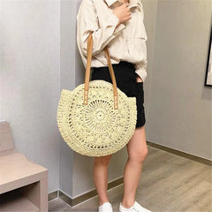 Summer Round Straw Bags For Women Rattan Shoulder Bag Woven