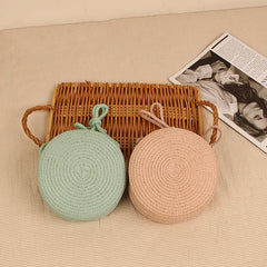 Summer Round Straw Shoulder Bag Woven Crossbody Beach Purse Handbag