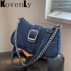 Women's Denim Casual Underarm Shoulder Bag Canvas Handbag and Purse