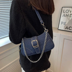 Women's Denim Casual Underarm Shoulder Bag Canvas Handbag and Purse