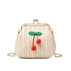 Summer Straw Bag Female Chain Slung Bucket Bag