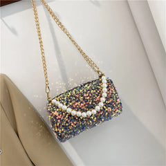 Summer Small Bag Female Sequins Chain Shoulder Crossbody Pillow Bag