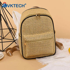 Summer Straw Backpack Beach Woven Female School Book Bag Daily Daypack Casual