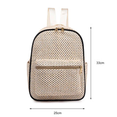 Summer Straw Backpack Beach Woven Female School Book Bag Daily Daypack Casual