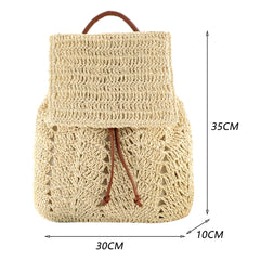 Summer Straw Backpack Women Shoulders Bags Casual Woven School Bags